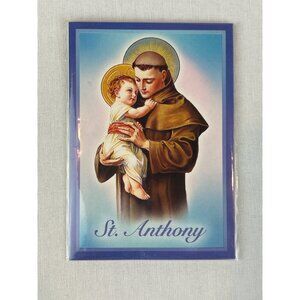 Vintage St. Anthony Gold-Tone Necklace & Prayer Card Gift Set Catholic NOS A